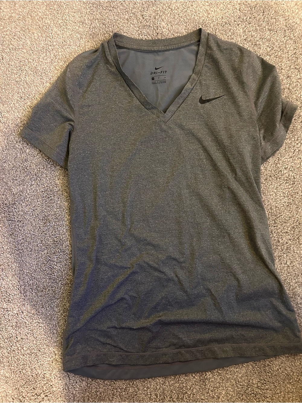 Nike Women's Short Sleeve Dri-FIT V-Neck Top - Charcoal Gray